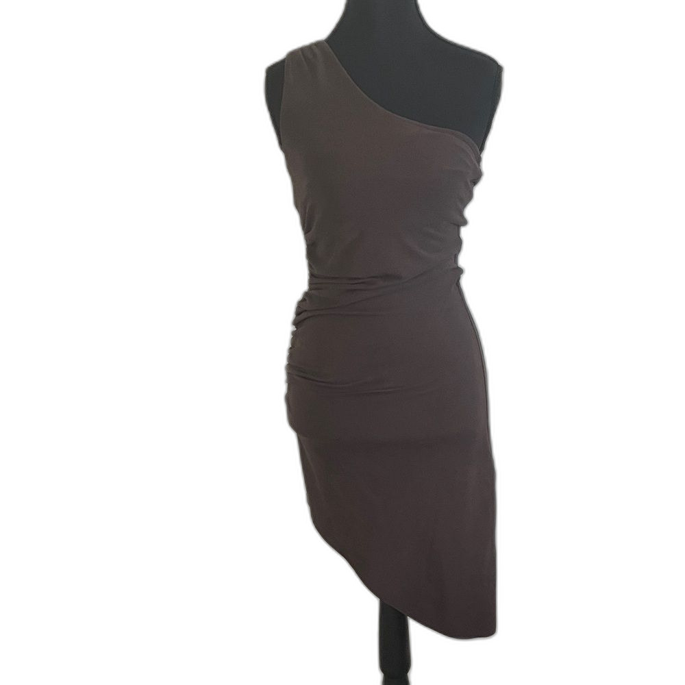 Frankie's Bikinis Brown Chance Dress One-Shoulder Dress Runs Small NWT